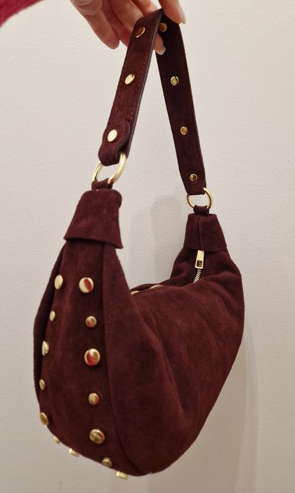 Torebka Massimo Contti,  skóra naturalna,  rogal, pojemna, bordo