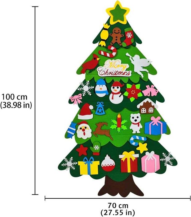 Choinka filcowa kreatywna dla dzieci + OZDOBY DUŻA DIY
