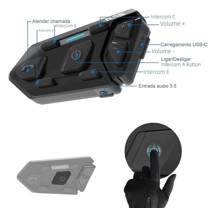 Intercomunicador Bluetooth 5.0 WAYXIN R6S — 6 Utilizadores | 1200 m