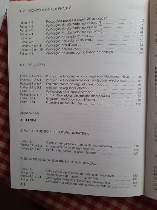 Manual do alternador,  bateria e motor de arranque