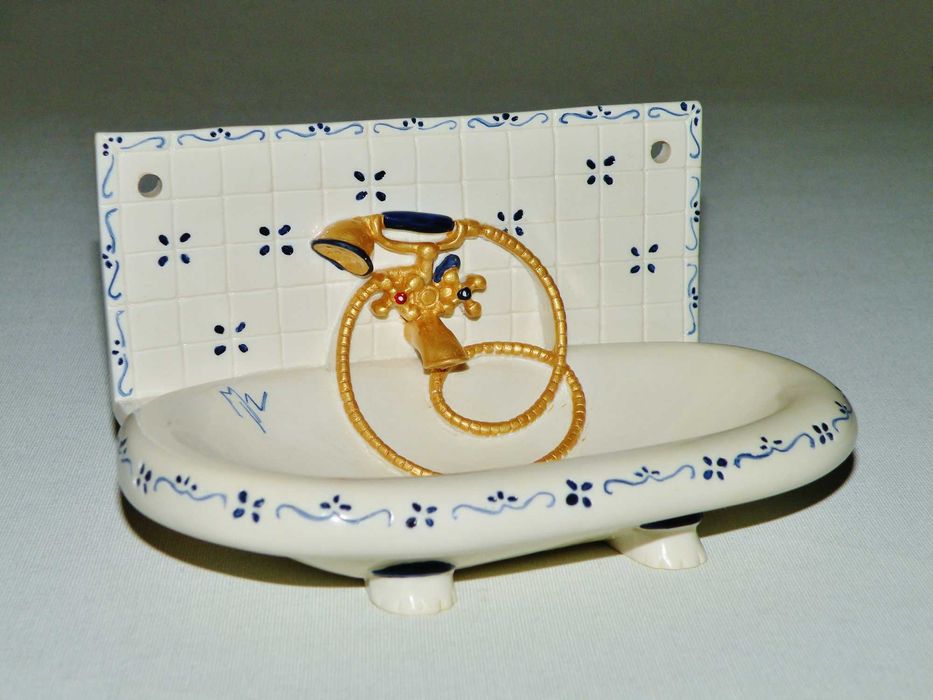 Mydelniczka ceramiczna w kształcie wanny, unikat , wisząca lub stojąca