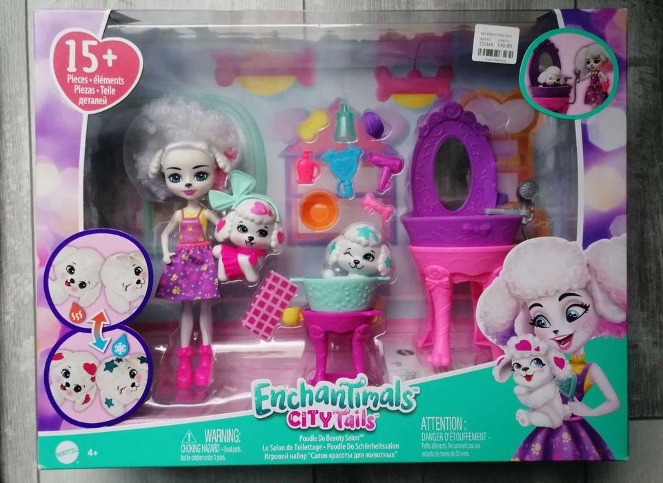 Enchantimals SALON PIĘKNOŚCI lalka PERRIS POODLE+pieski