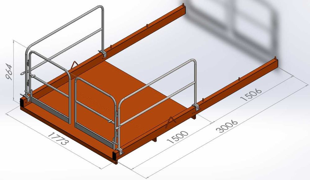 Plataforma para Varanda para 1500 kg c/ Varandins Rebativeis   JR19