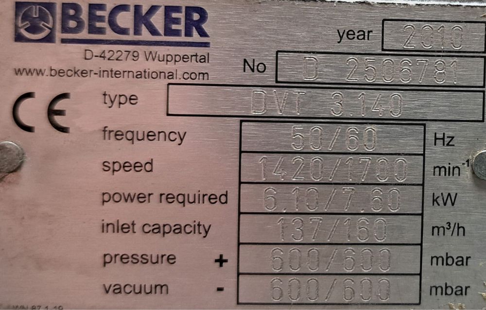 Pompa prozniowa Becker DVT 3.140 kompresor CNC 140 m3/hROB-TOM