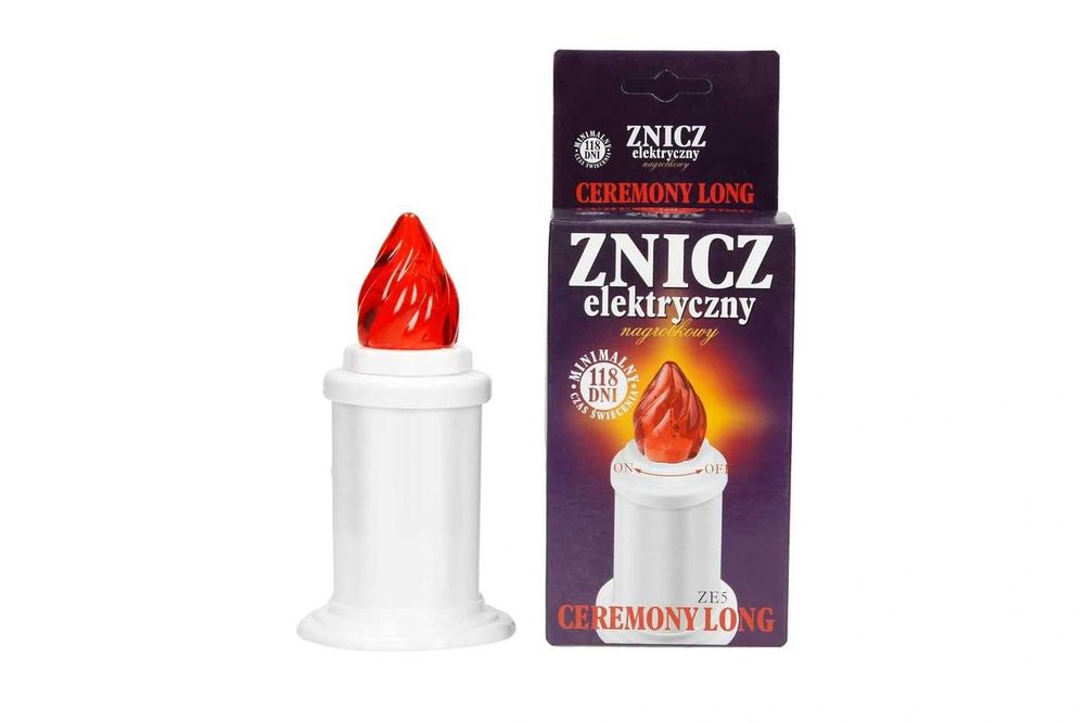 Znicz wkład elektryczny LED 14cm 118 dni + baterie