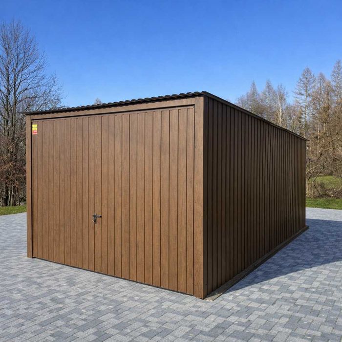 Garaż blaszany 4x5 DĄB MULTIGLOSS lub ORZECH Brama Podnoszona