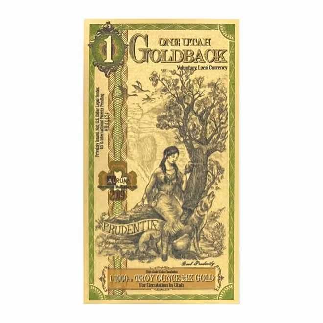 колекційна золота банкнота Utah Goldback 1