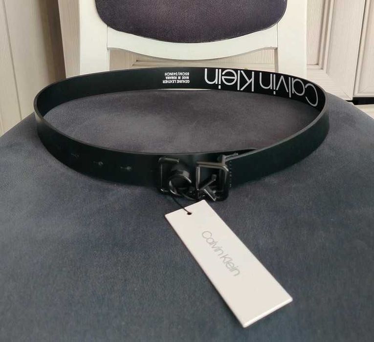 XS 34 S 36 Calvin Klein czarny pasek classy old money skóra naturalna