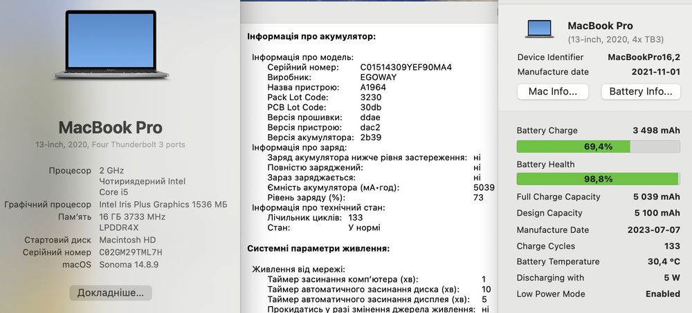 Ноутбук Macbook Pro 13 2020 16/512гб i5-1038NG7 A2251