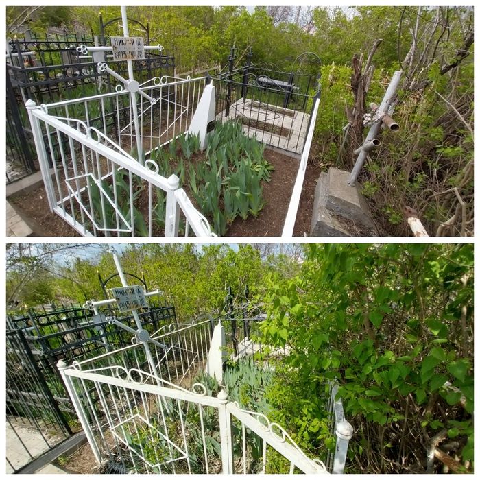 Уборка могил, покраска ограды