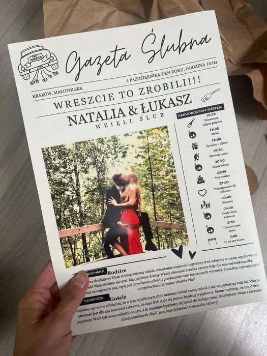 Gazeta weselna 100% personalizacji!