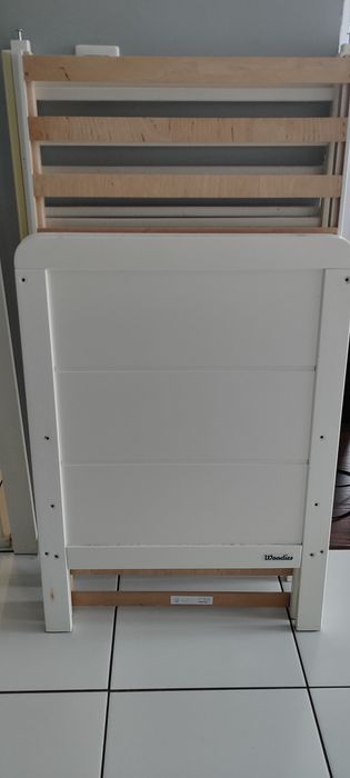 Łóżeczko łóżko niemowlę białe drewniane materac woodies wyprawka