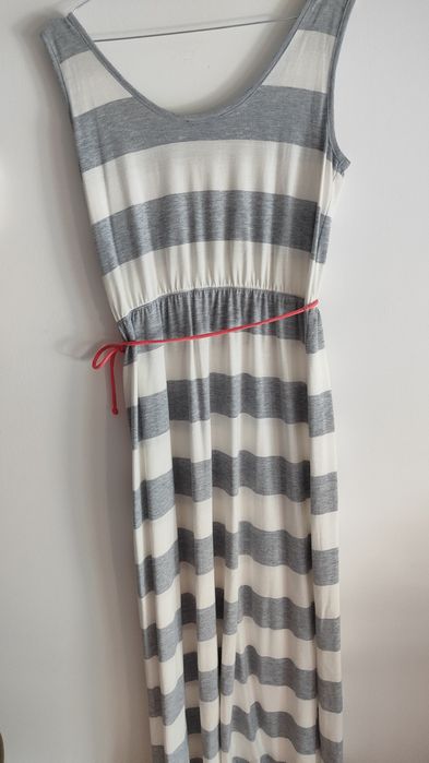 Vestido comprido de riscas