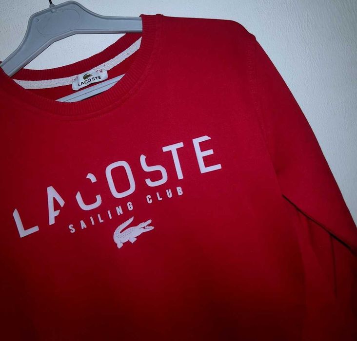 Bluza męska LACOSTE Czerwona -logo Modna Stan Bdb r.M,L