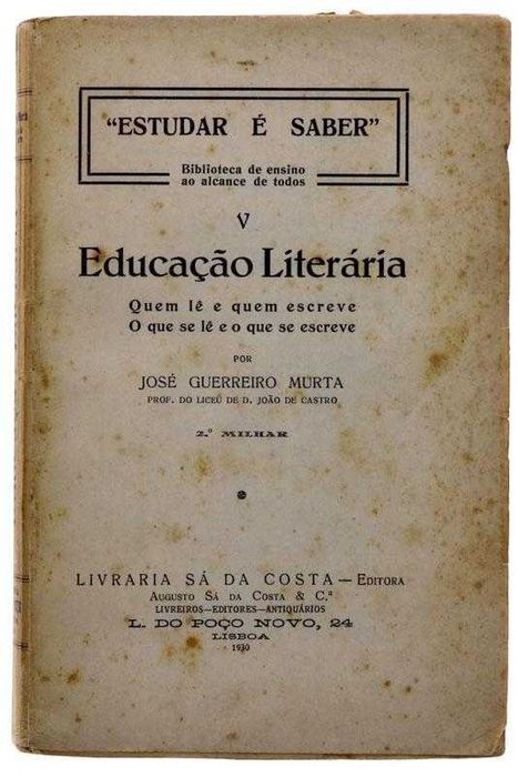 Livro Autografado: Educação Literária, de  Guerreiro Murta