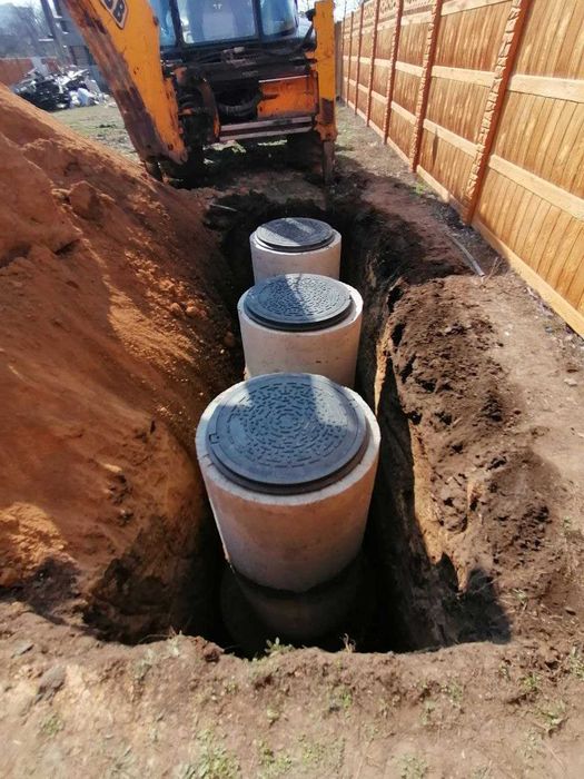 Выгребная яма. Сливная яма ПОД КЛЮЧ. Копание траншей, канализация