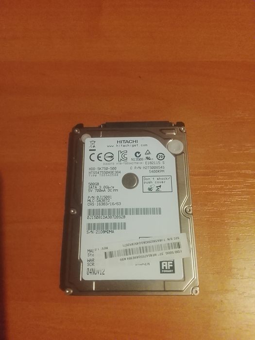 Dysk twardy Hitachi 500 GB.