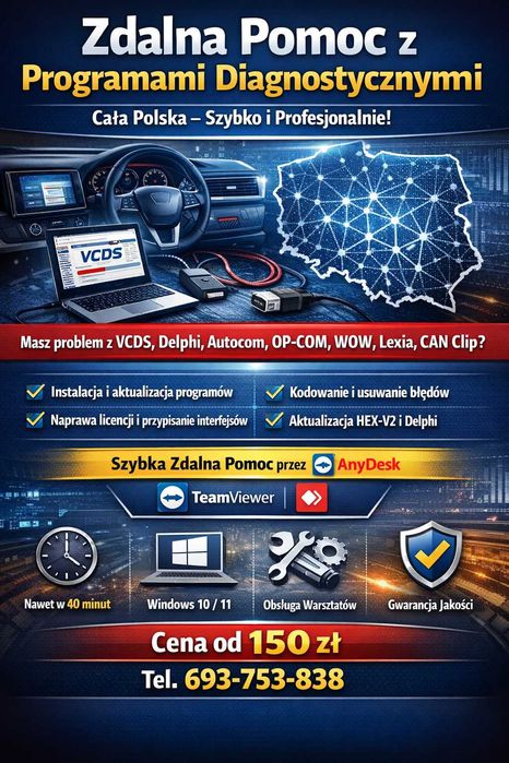 Pomoc zdalna VCDS, OP-COM, WOW, Lexia, CAN Clip