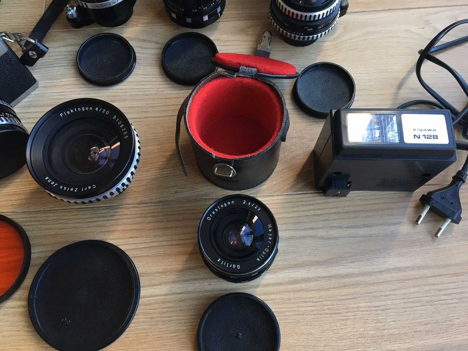 Aparat Exakta RTL1000 zestaw Pancolar, Orestor, Flektogon, Orestegon