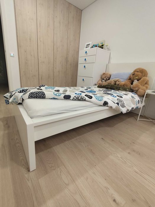 Cama malm, solteiro com colchão e estrado