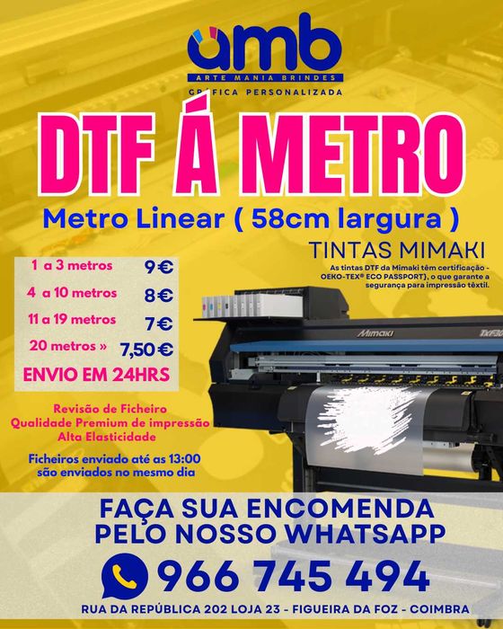 DTF PARA REVENDA A METRO - 58CM | ENTREGA 24H