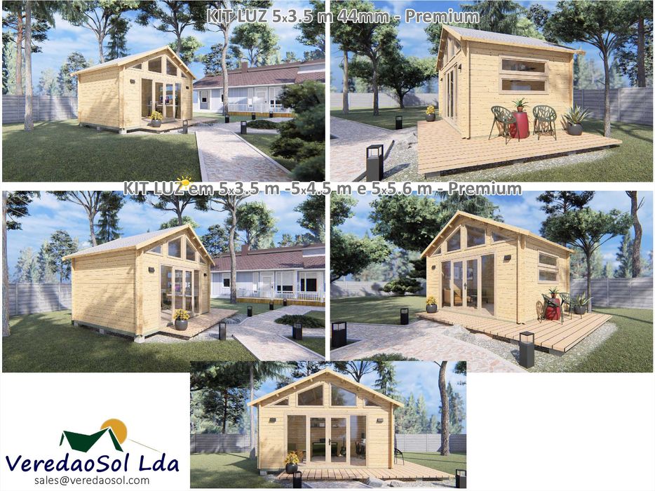 Casa Madeira LUZ-Oden 44mm 15.1m² Cobertura 19m² - Premium 3 Modelos