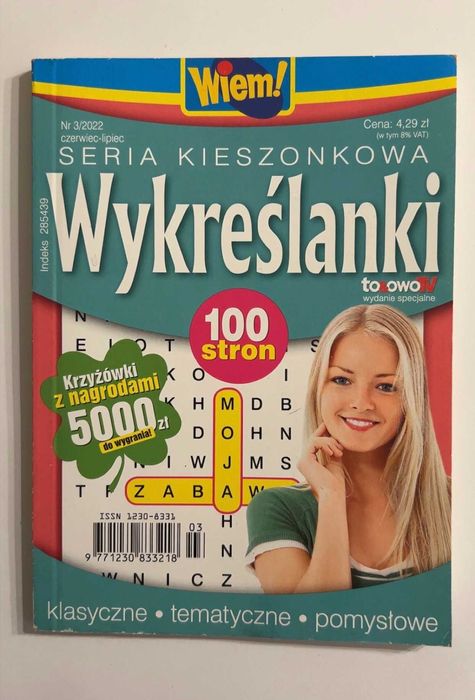 Wykreślanki Nr 3/2022 Seria Kieszonkowa 100 stron Krzyżówki Wiem