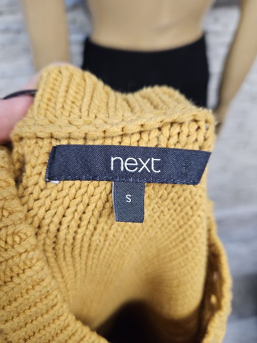 Sweter musztardowy ażurowy Next rozmiar S