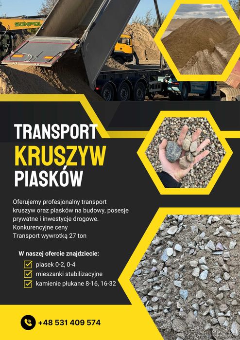 piasek 0-2, 0-4 na podsypkę