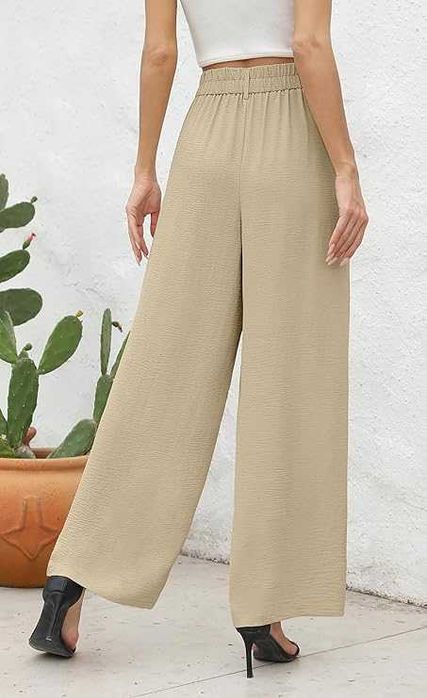 BEIGAI spodnie damskie XL szerokie nogawki wysoki stan eleganckie