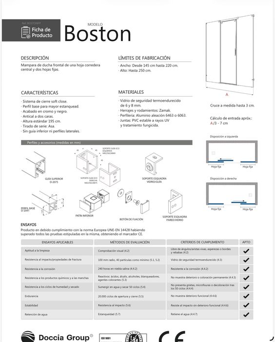 Resguardo Duche Boston Doccia - NOVO na Caixa. Valor loja 1070€.