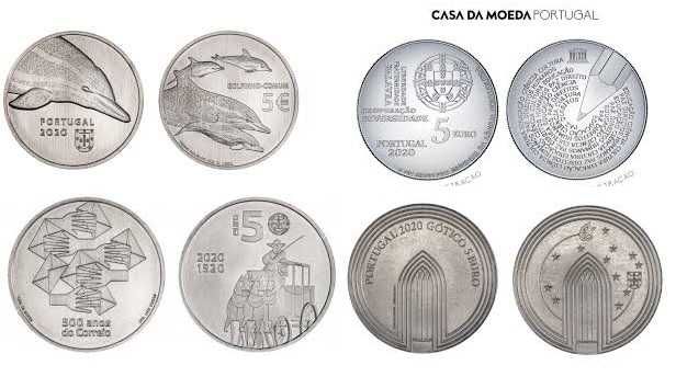 5 euros Portugal 2021 e 2022 Cavalo Marinho  e outras ver descrição