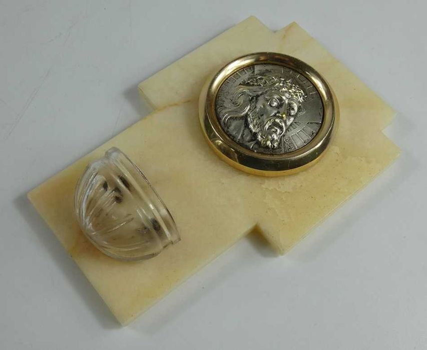 KROPIELNICA JEZUS cierniem ukoronowany alabaster sygnowana