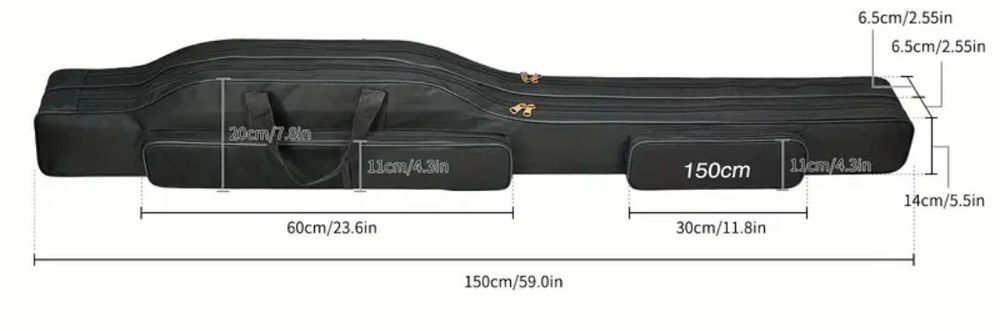 Pokrowiec na wędki 2 warstwowy 2 komorowy 150cm