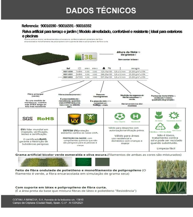 Relva Artificial 38MM – Natural, Macia e sem Manutenção!