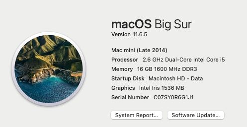 Apple Mac Mini Core i5 / 16Gb RAM / 256Gb