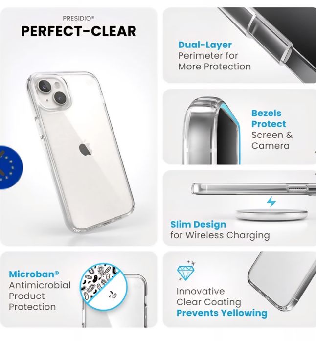 Чохол iPhone 15 plus чехол Speck Presidio Perfect Clear iPhone 14 plus