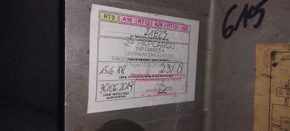 Zabytkowy Prędkościomierz Kolejowy Hasler Bern RT 9 st 44-615? – Tachograf Lokomotywa Retro