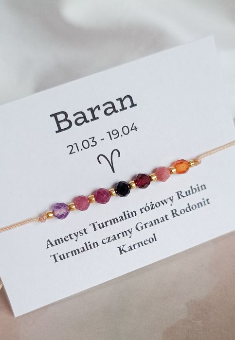 Bransoletka kamienie naturalne minerały znak zodiaku BARAN