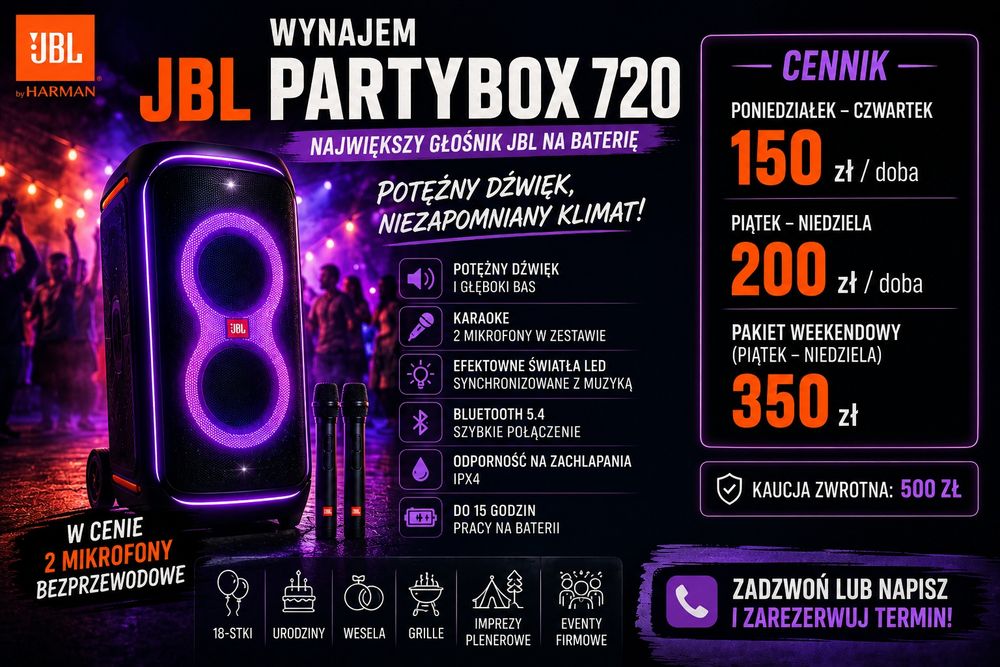 Wynajem JBL PartyBox 720