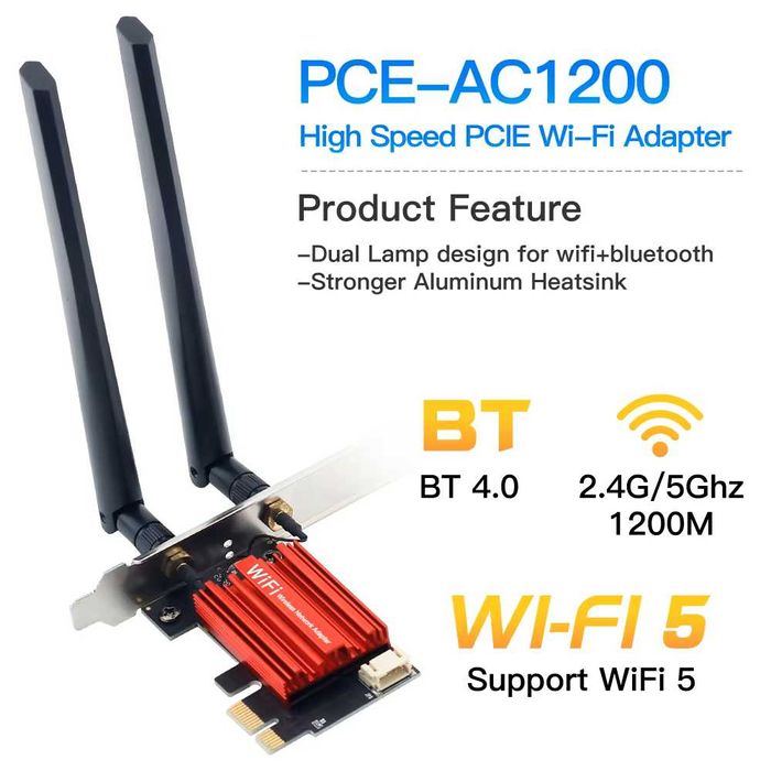 WiFi+Bluetooth адаптер Fenvi AC1200, Fenvi AX5400, Intel AX210, RJ-45