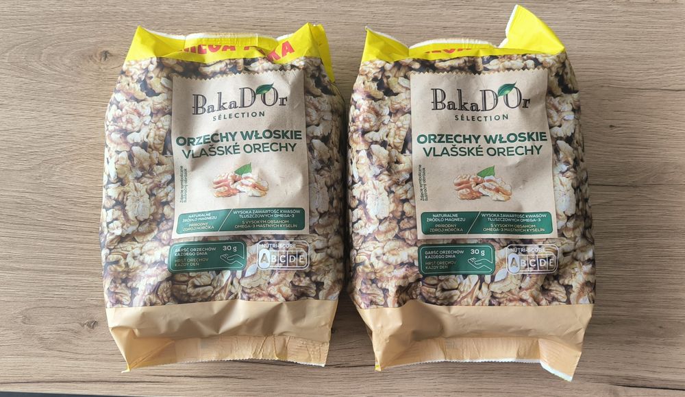Orzechy włoskie łuskane Bakad'Or 2 × 500 g (1 kg). Nowe, fabrycznie zamknięte