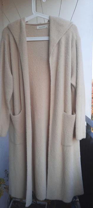 alpaka kardigan długi sweter roz.S/M