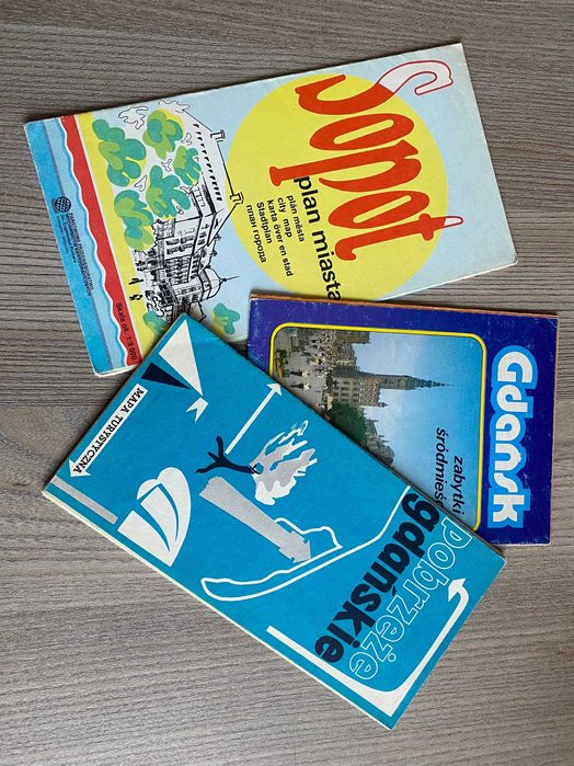 3 mapy Plan m. Sopot Pobrzeże Gdańskie 1972 Gdańsk zabytki Śródmieścia