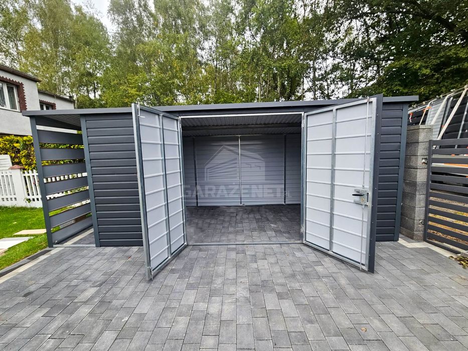 Schowek Domek Ogrodowy 5X2M Antracyt Grafit Dach Spad W Tył Ts829