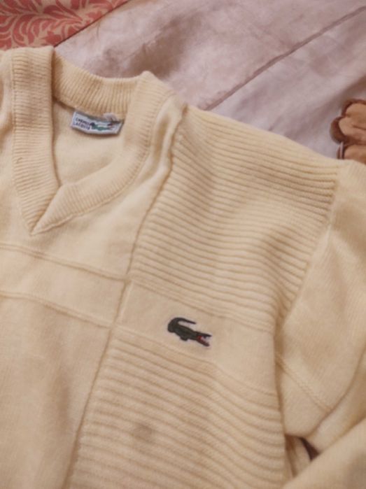 Lacoste Made in France sweter w serek unisex oversize