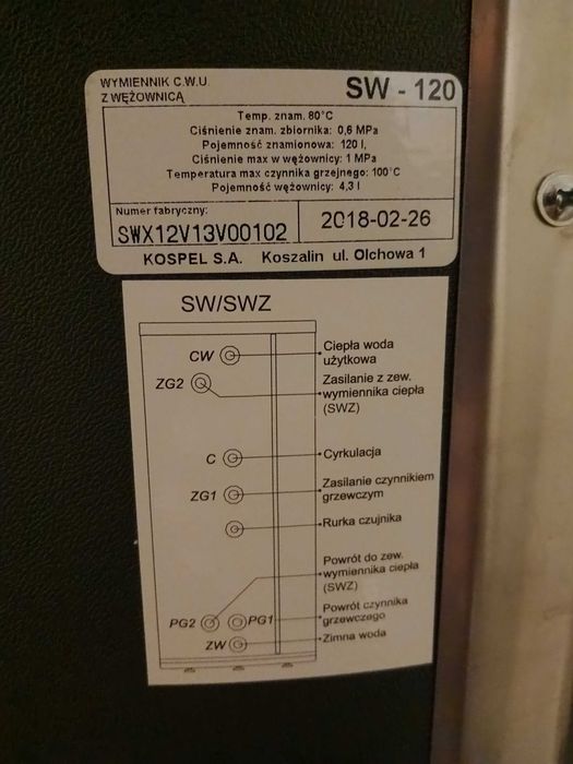 Wymiennik cwu z wężownicą SW-120