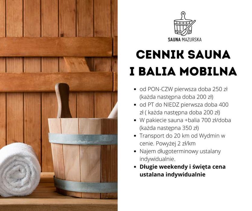 Mobilna Sauna, bania mobilna, jakuzzi, spa wynajem