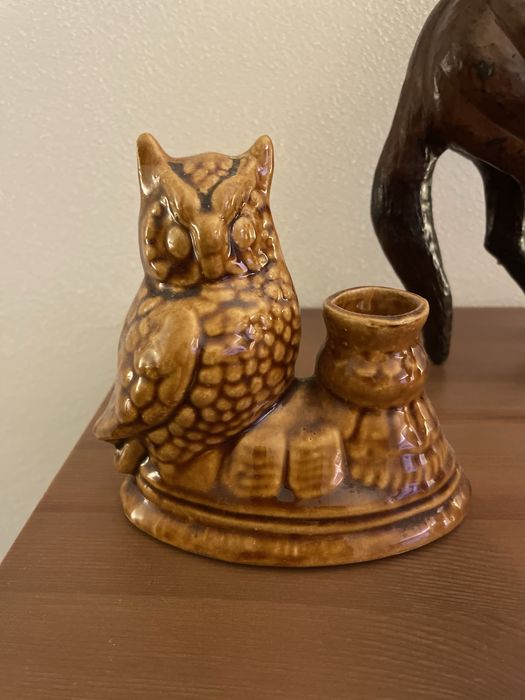 Swiecznik ceramiczny Wloclawek Sowa z lat 70