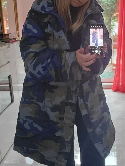 Zara Plaszcz zimowy moro Limited Kolekcja Promocja